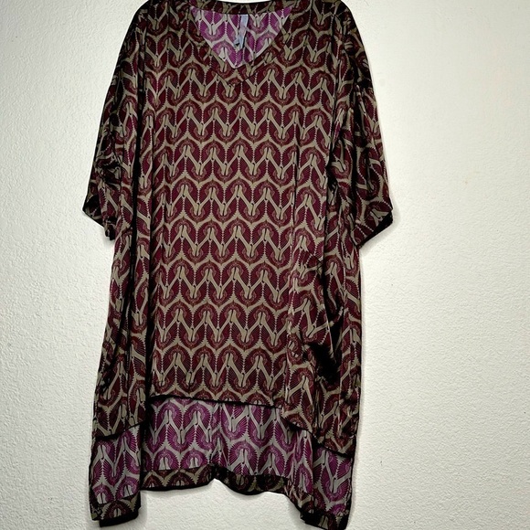 Melissa McCarthy Seven7 Boho Tunic Top Dress Olive Sz 2X Animal Print Silky - Picture 6 of 8